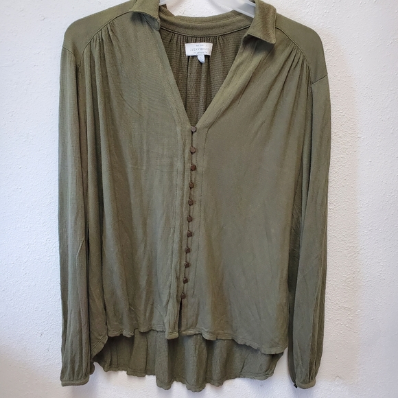 Lucky Brand Tops - Lucky Brand Green button down textured blouse